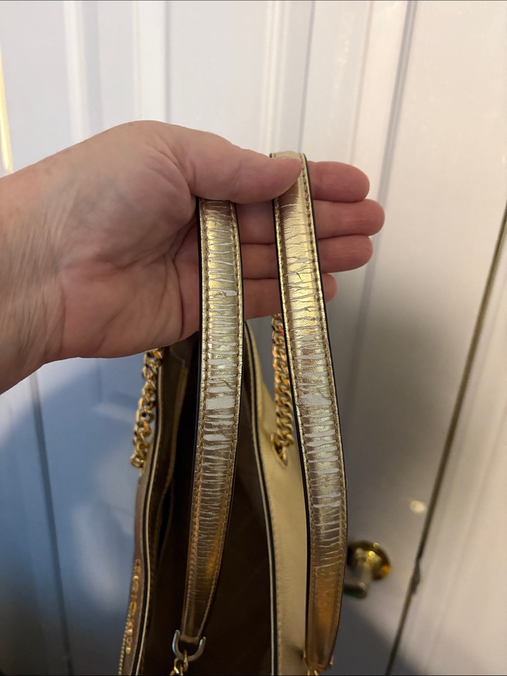Michael Kors Metallic Gold Shoulder Bag with Chain Strap